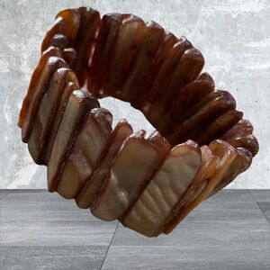 Abalone shell bracelet stretchy elastic vintage authentic shells